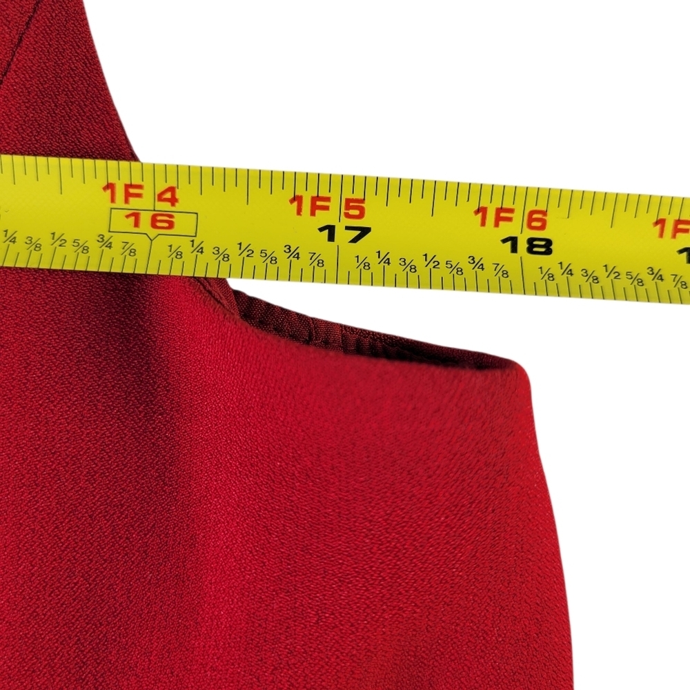 Kasper Dress Size 10P Red Black Trim Sleeveless Kick Pleat Back Zipper Lined - Picture 9 of 10